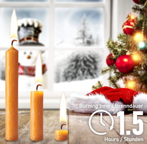BRUBAKER Beeswax Tree Candles - Honey Colored - Pack of 20 - 3¾ x ½ Inch (9.5 x 1.27cm) - Made in Europe