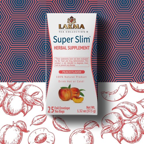 HYLEYS Lakma Super Slim Tea with Peach - 25 Tea Bags - (12 Pack - 300 Tea Bags Total)
