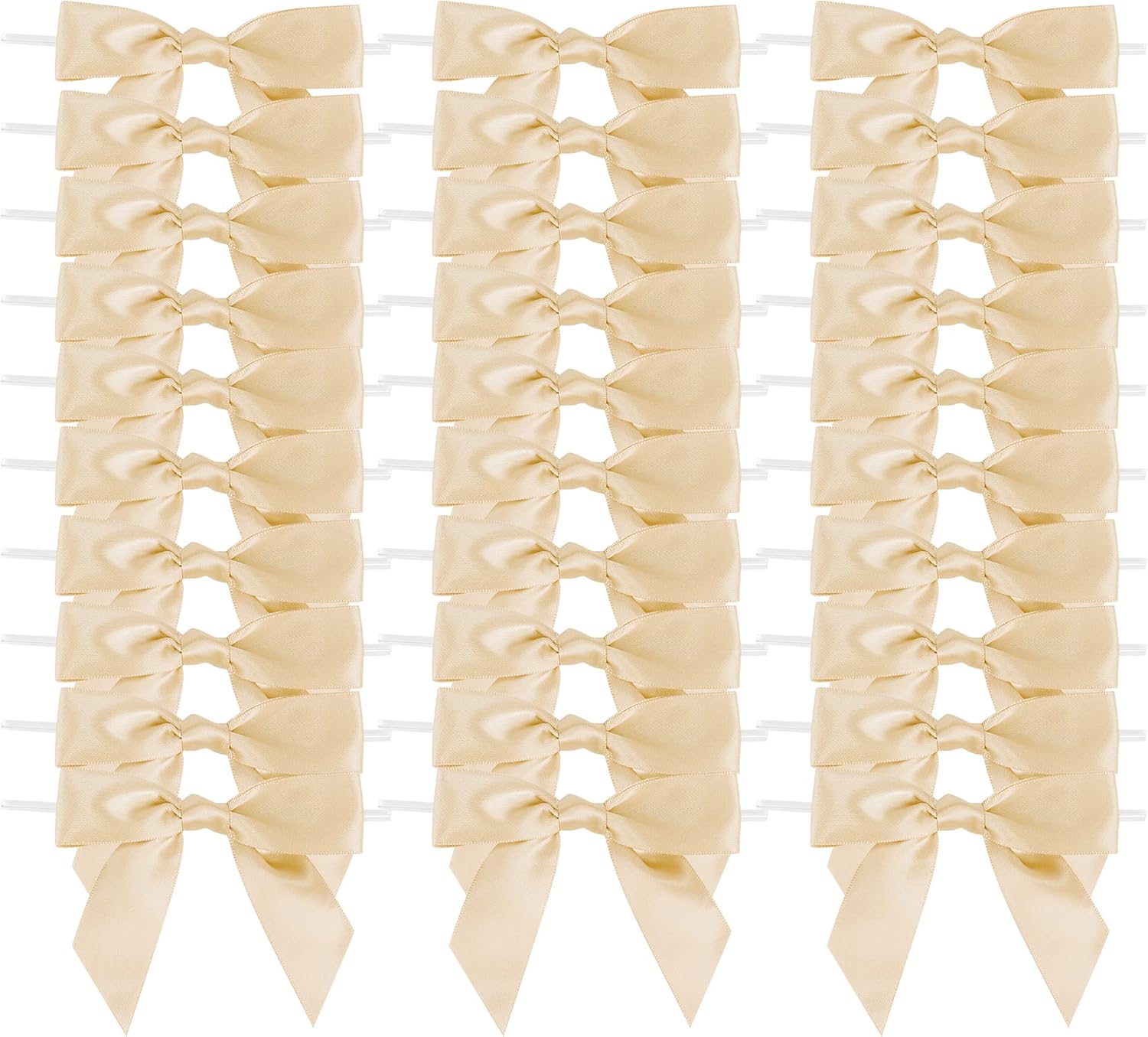 AIMUDI Champagne Gift Wrapping Bows - 3.5" Pre-Tied Small Christmas Tree Bows | 50 Count for Crafts & Decorations