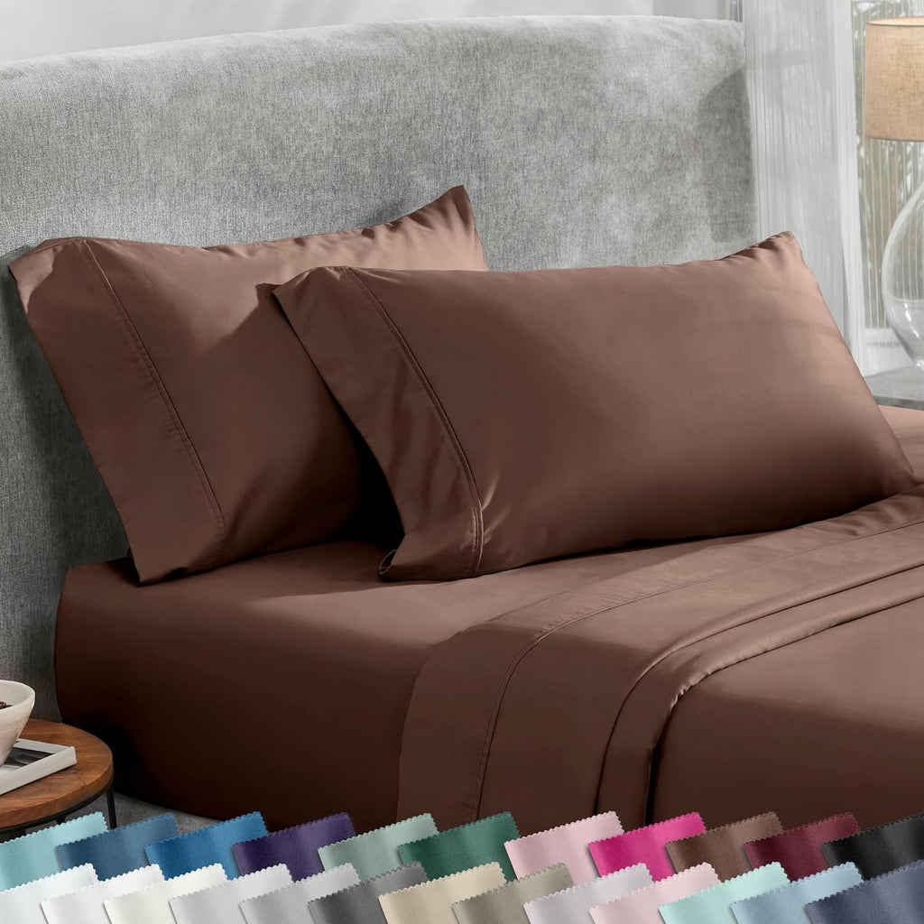 California Design Den Cotton King Pillowcase Set - 400 Thread Count, 100% Soft Cotton - Espresso Brown, Set of 2