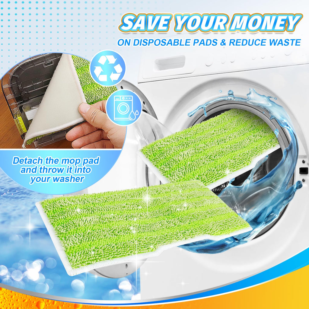 Reusable Vac Mop Replacement Pads Refills Compatible with Shark Vac Mop VM252 VM200 VC205 VM250 Wet and Dry Mop Pads Vacuum Mopping Pad Refill for Hardwood Floor Cleaning, 6 Pack