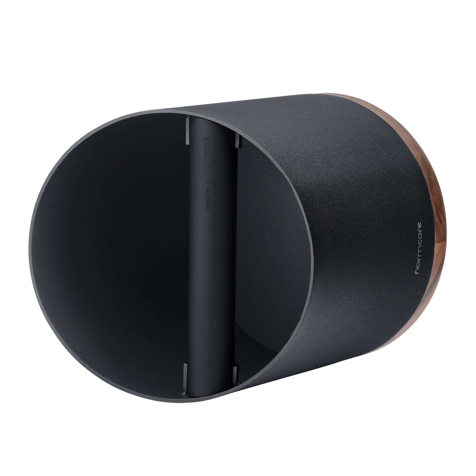 Normcore Espresso Knock Box - 1.8L Capacity, Holds 40–45 Pucks - Heavy-Duty Stainless Steel Coffee Grounds Bin with Removable Knock Bar and Walnut Non-Slip Base, Black