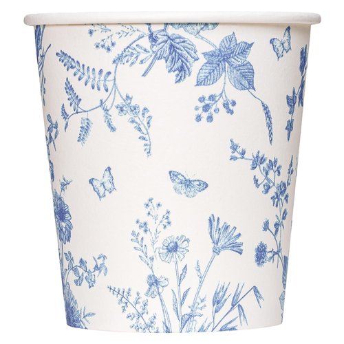 Crisky 5oz Paper Cups Dixie Cup[100 Pack], Disposable Bathroom Cups, Elegant Blue Floral Small Mouthwash Cup, Hot/Cold Beverage Coffee, Dessert for Birthday Parties, Home-use, Picnics, Ceremonies