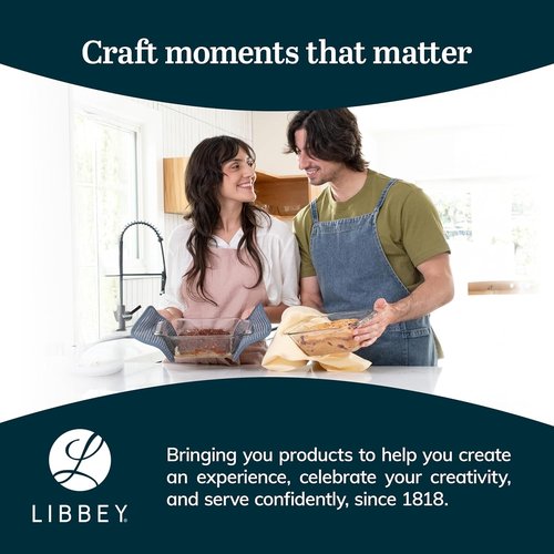 Libbey Baker’s Premium Glass Baking Dish Set - 2 Piece Stackable Bakeware for Bread & Meatloaf
