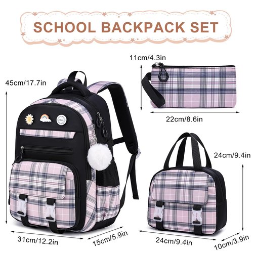 MOMUVO Backpack for Girls with Lunchbox, Kids Backpack with Lunch Box, Bookbag for Girls Kindergarten Elementary Preschool Middle School