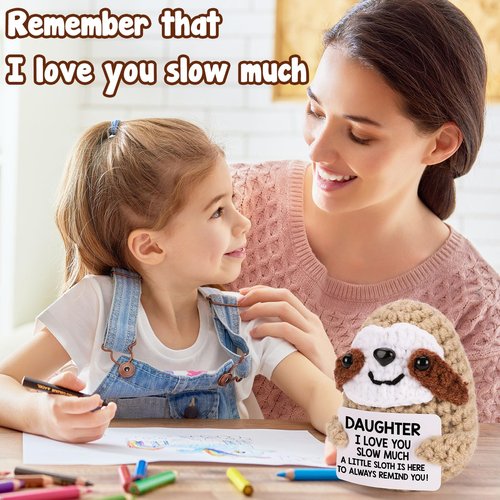 MBL Easter Teen Girl Daughter - Easter Basket Stuffers for Daughters Teens Girls Kids, Crochet Sloth Mother's Graduation Birthday Trendy Stuff Gift for Kid 16 Years Old Teenager Girl from Mom Dad