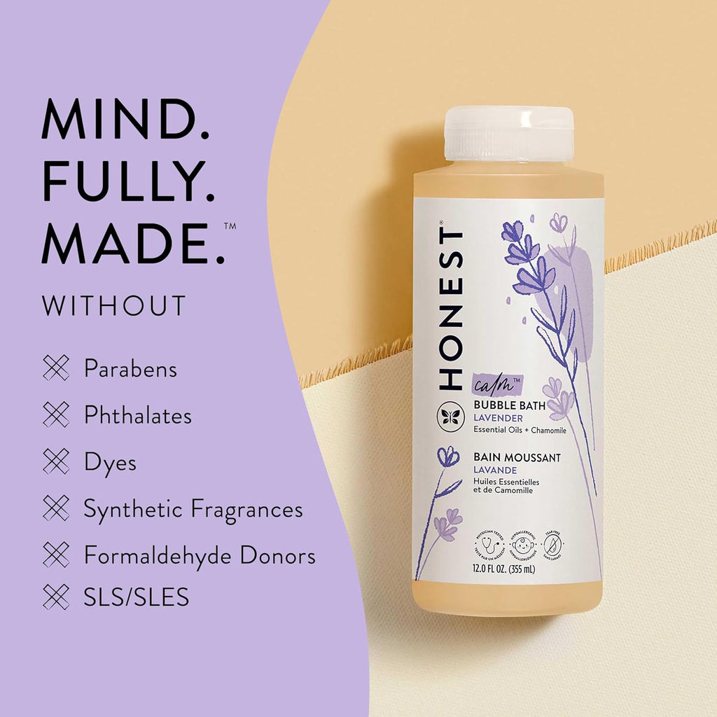 The Honest Company Foaming Bubble Bath - Tear-Free, Hypoallergenic Lavender Calm, 12 fl oz