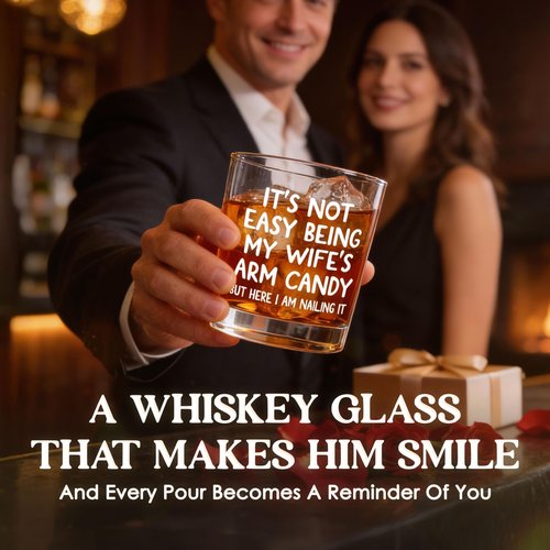 AXIARA Husband Valentines Day Gifts - 11 oz Engraved Crystal Whiskey Glasses - Anniversary Wedding Gift for Him, Birthday Gifts for Husband from Wife, I Love You Gift for Him Men