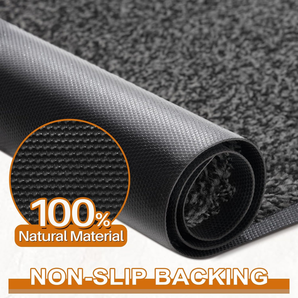Mibao Front Door Mat - Non-Slip Waterproof Welcome Mat | Durable Machine Washable, 29.5" x 17", Grey
