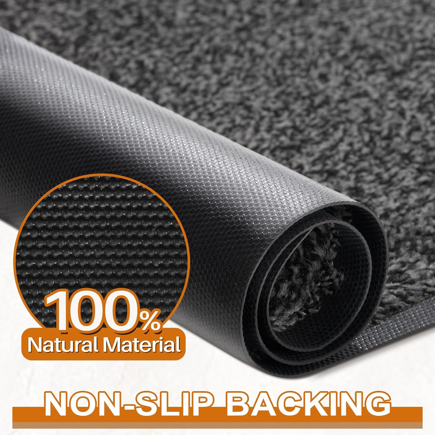 Mibao Front Door Mat - Non-Slip Waterproof Welcome Mat | Durable Machine Washable, 29.5" x 17", Grey