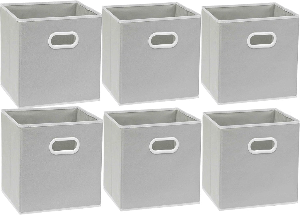 Simple Houseware Foldable Cube Storage Bins - 11-Inch Gray Fabric Organizers with Handles | 6-Pack for Closet & Shelves
