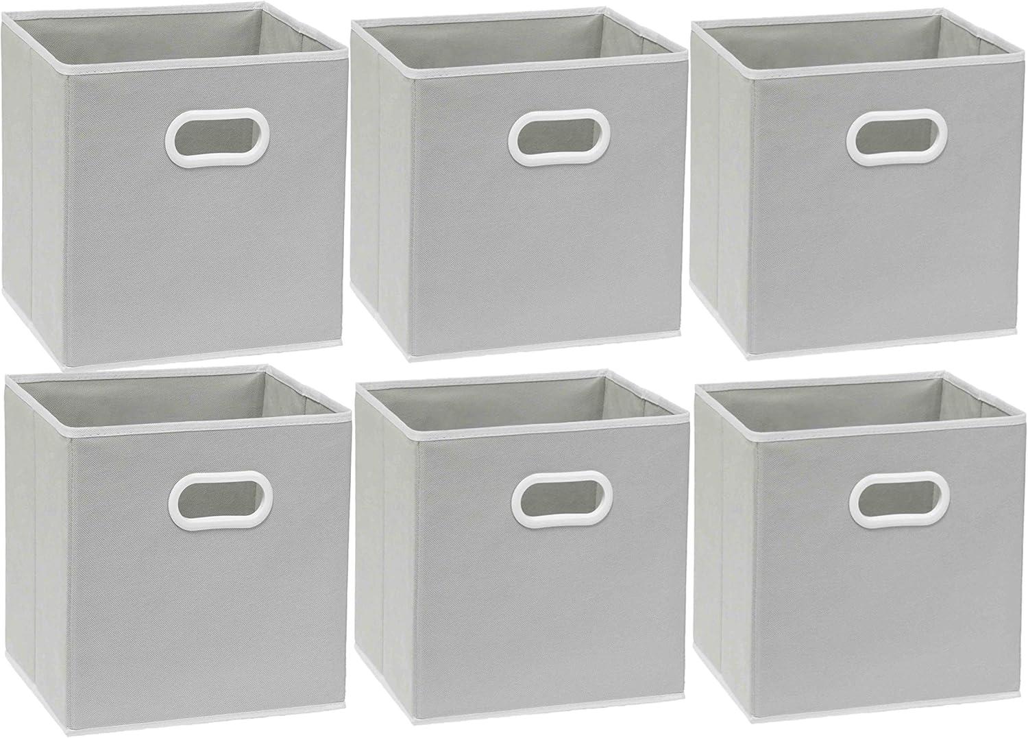 Simple Houseware Foldable Cube Storage Bins - 11-Inch Gray Fabric Organizers with Handles | 6-Pack for Closet & Shelves