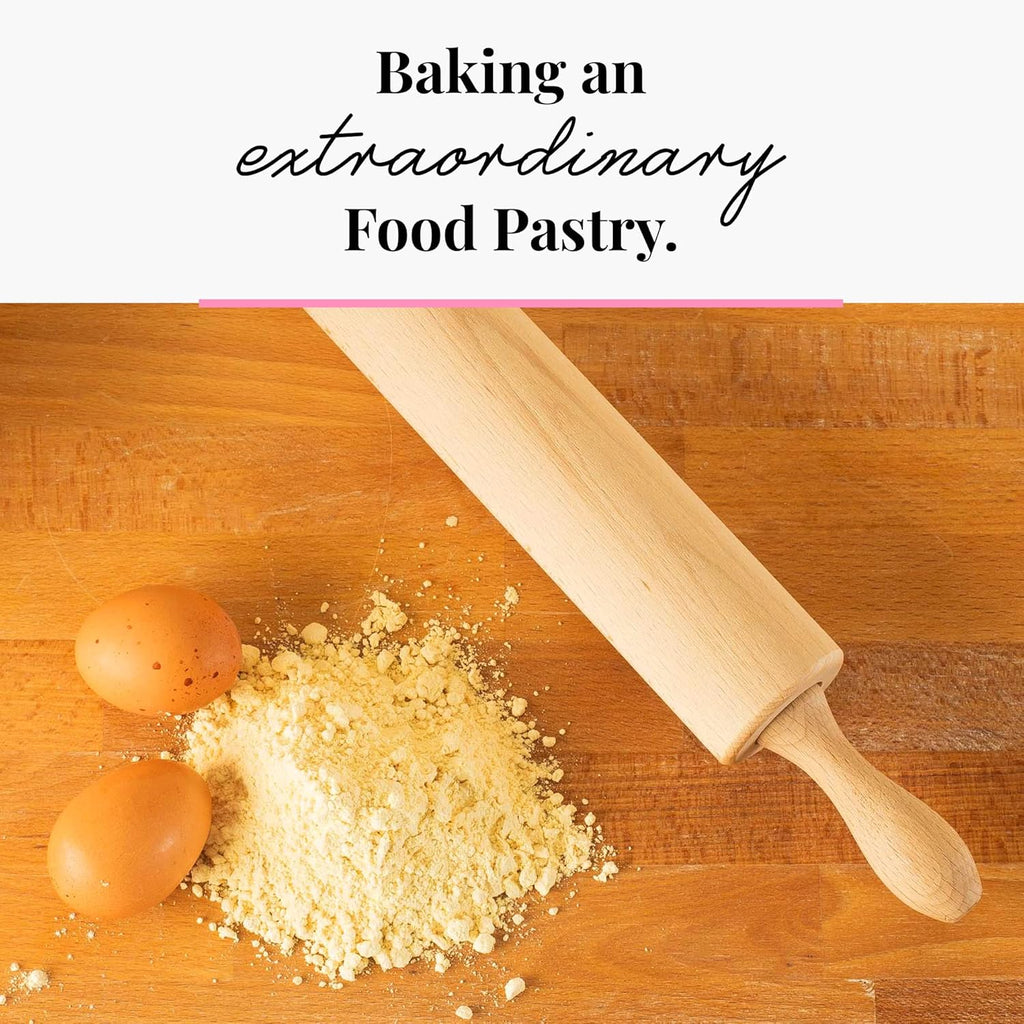 Tuuli Kitchen Professional Wooden Rolling Pin - Classic Design with Revolving Center | 17.3 x 2.2 Inches
