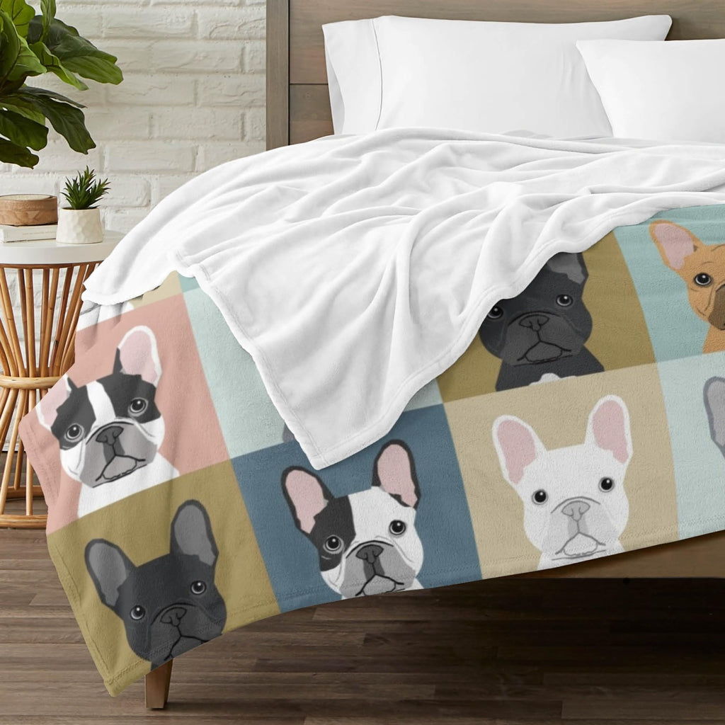 French Bulldog Blanket Gifts Super Soft Bulldog Dog Throw Blanket, Warm Cozy Fluffy Lightweight Blankets and Throws for Couch Sofa Bed 50"X40"