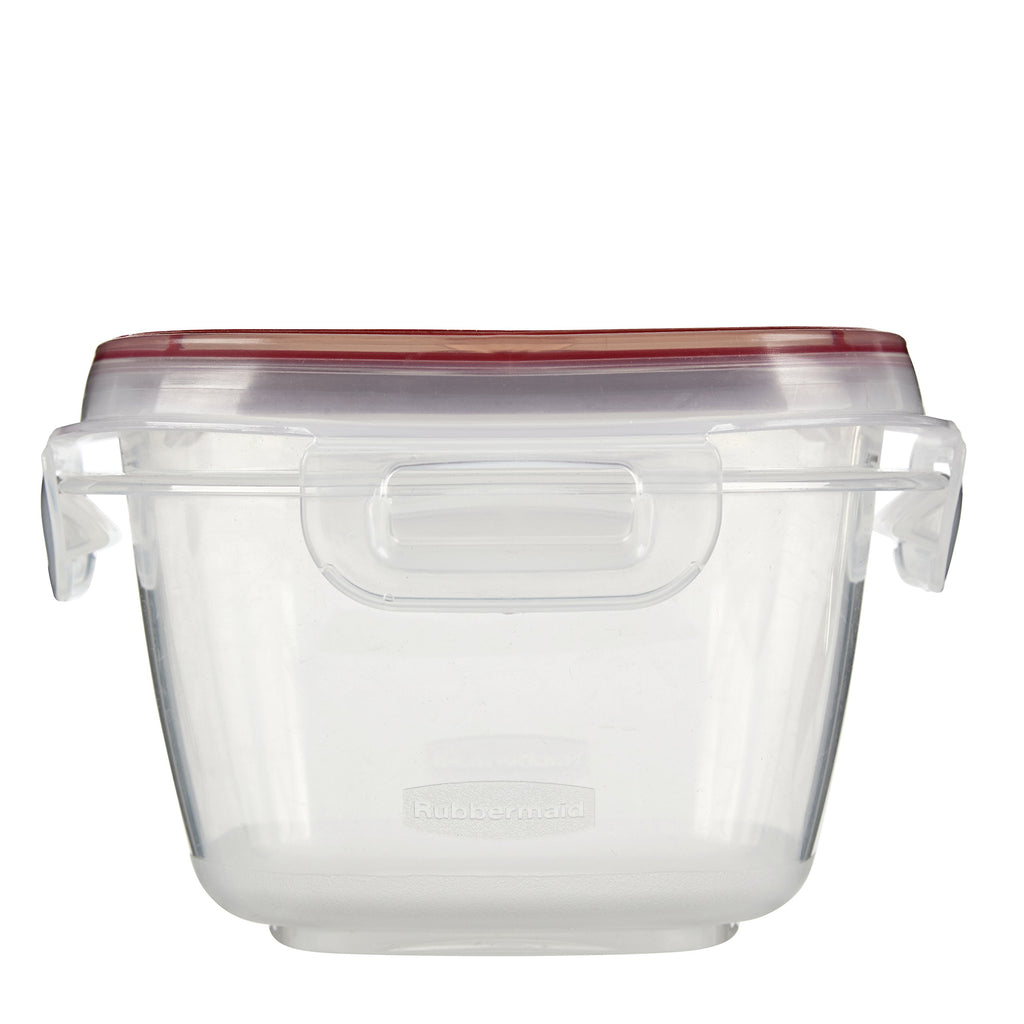 Rubbermaid Lock-Its Square Food Storage Container with Easy Find Lid, 2 Cup, Racer Red