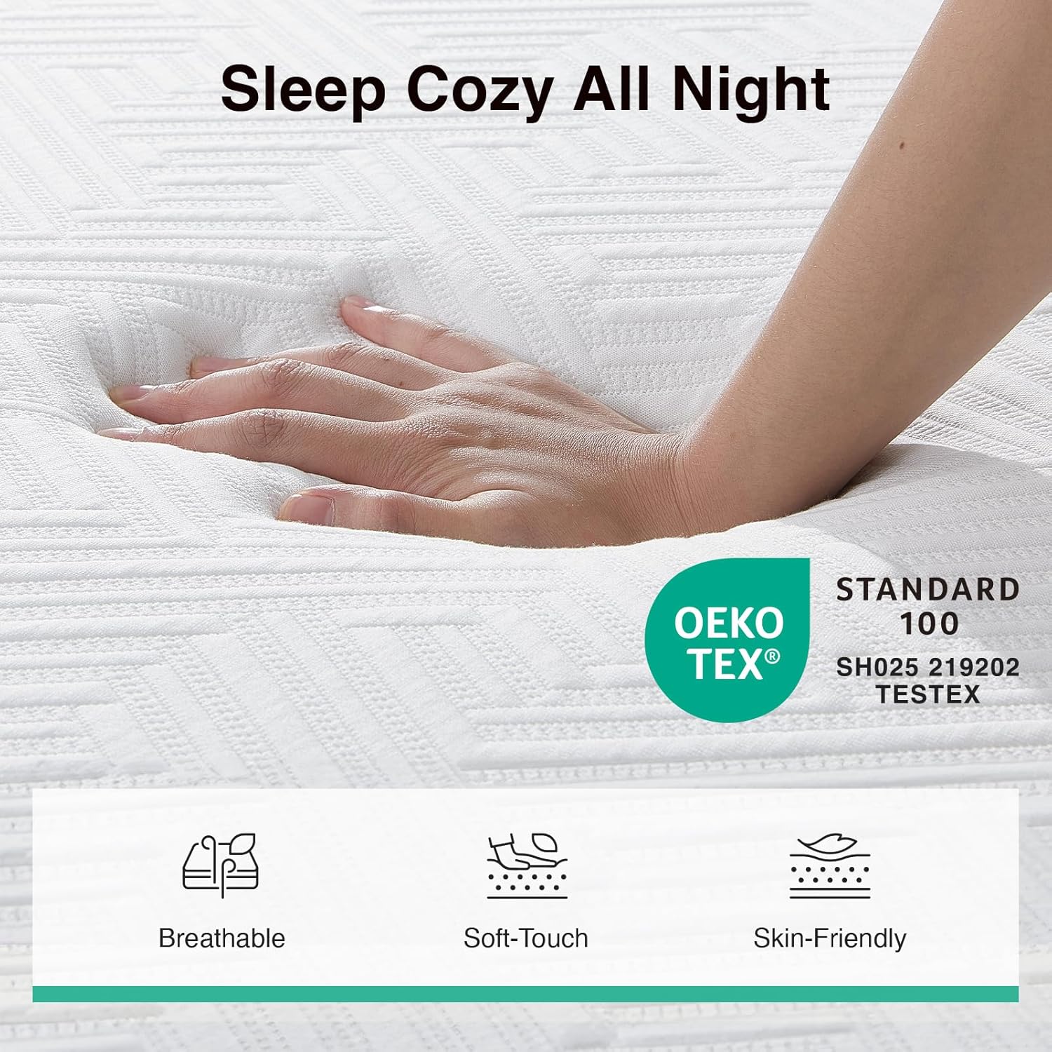 Novilla Twin XL Mattress - 8-Inch Memory Foam for Pressure Relief & Plush Comfort - Grey & White