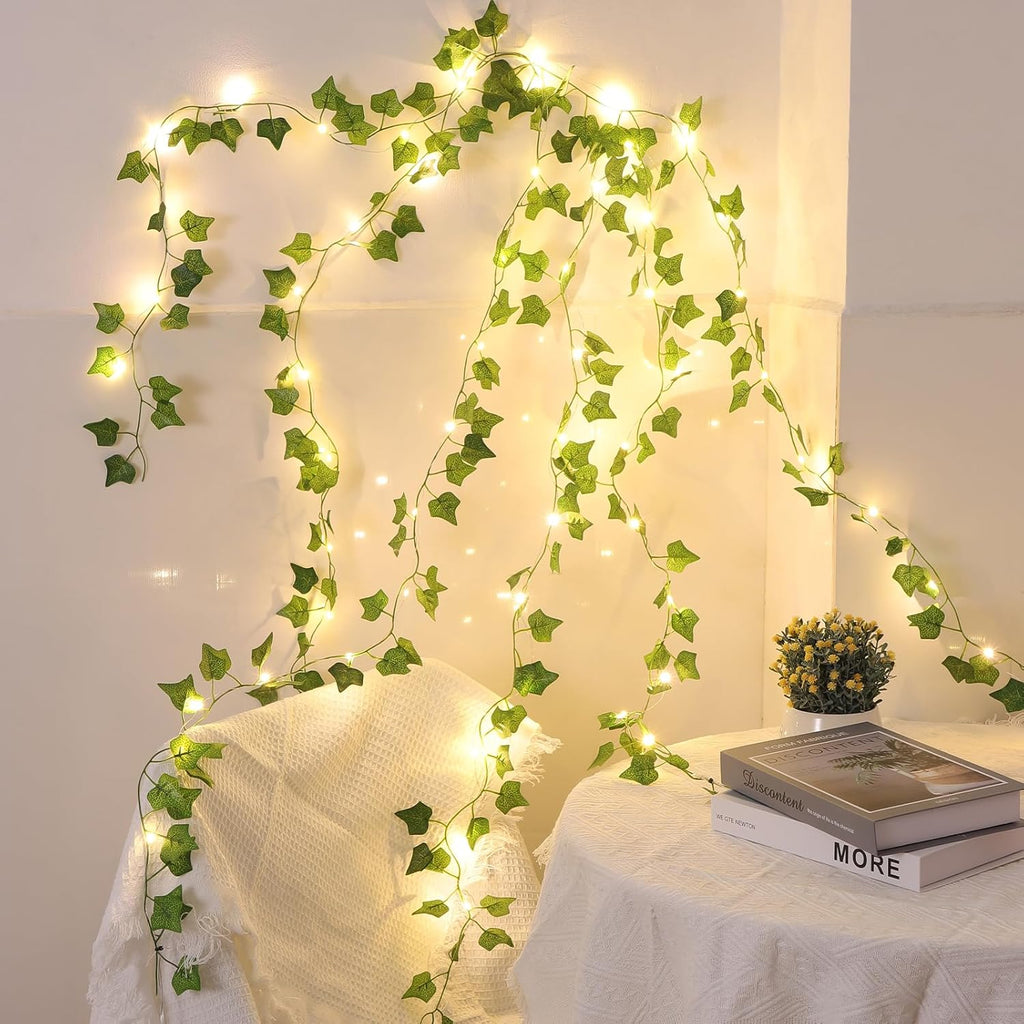 Skiennix 2 Pack LED Vines with Fairy Lights - 6.56ft Battery Operated Ivy String Lights for Home Decor