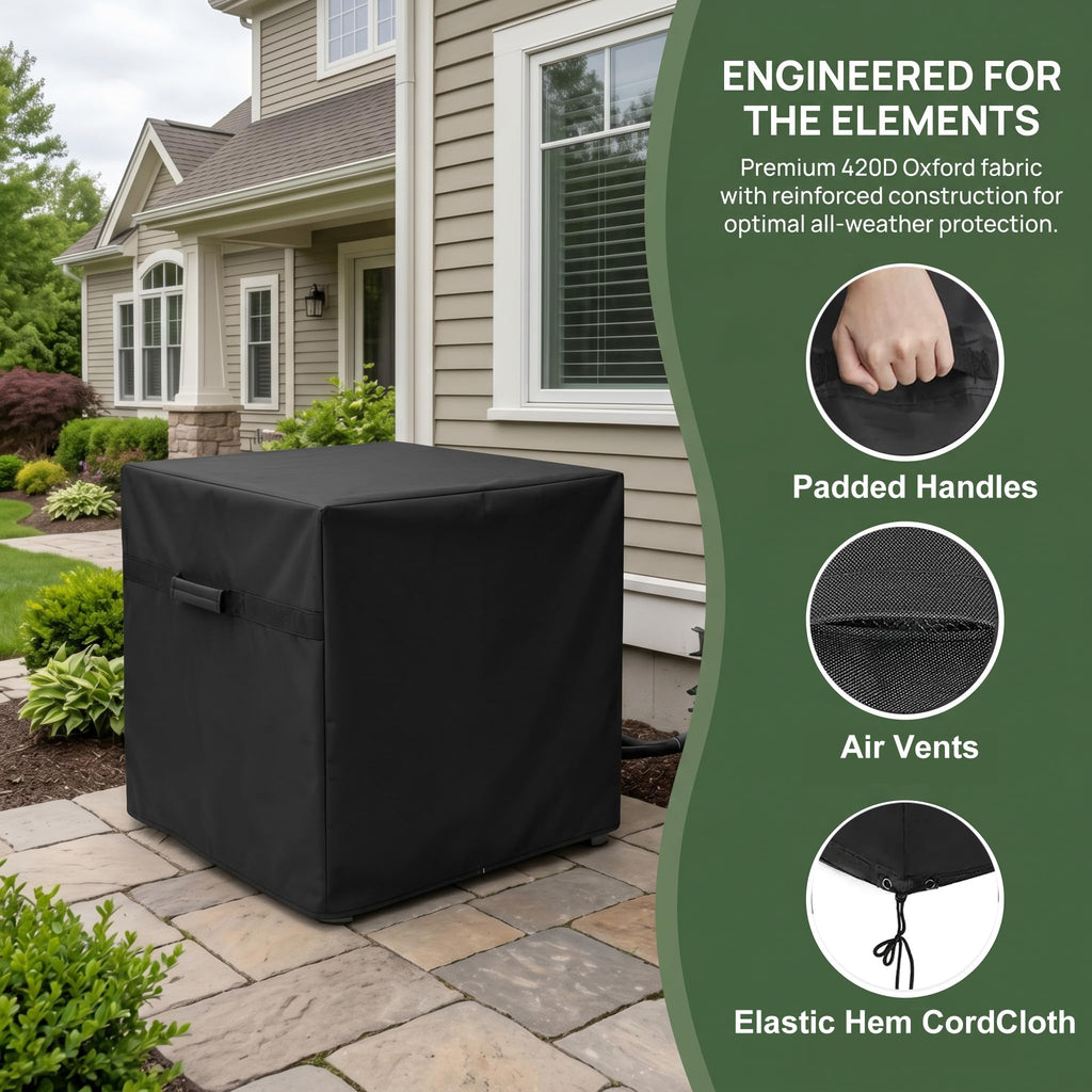 Ailelan Winter Air Conditioner Covers for Outside Units - 34 x 34 x 30 inches Water Resistant AC Unit Covers Outdoor - American Standard Furniture Universal Cover (Square) - Black