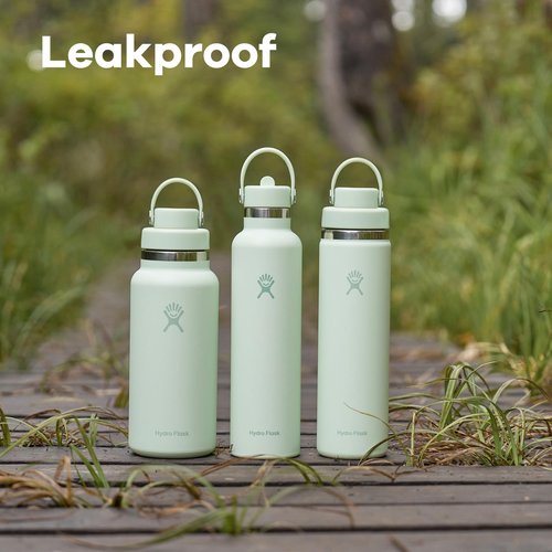 Hydro Flask Water Bottle - Insulated Stainless Steel - Wide Mouth Chug Lid, Non Spill, Leakproof in 32 Oz Aloe Green