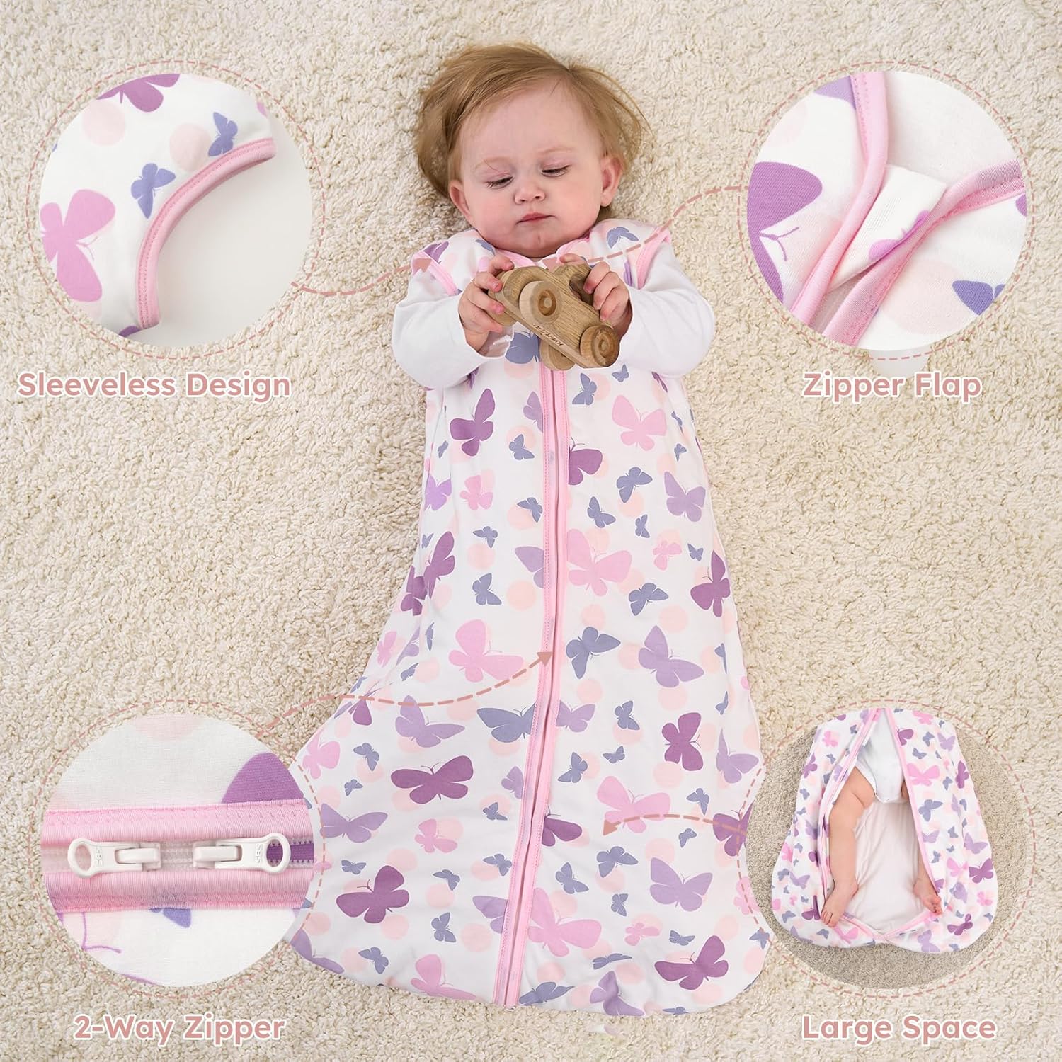 Yoofoss Baby Sleep Sack - 1.5 Tog Organic Cotton Wearable Blanket for 18-24 Months | Soft & Warm