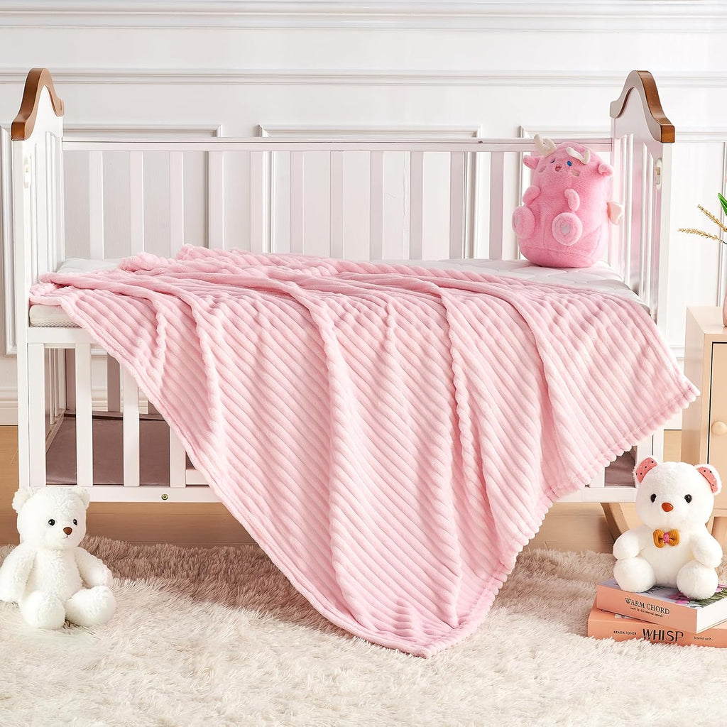 Skiennix Soft Fleece Baby Blanket - Ultra Cozy Lightweight Pink Blanket for Newborns | 30x40 Inch