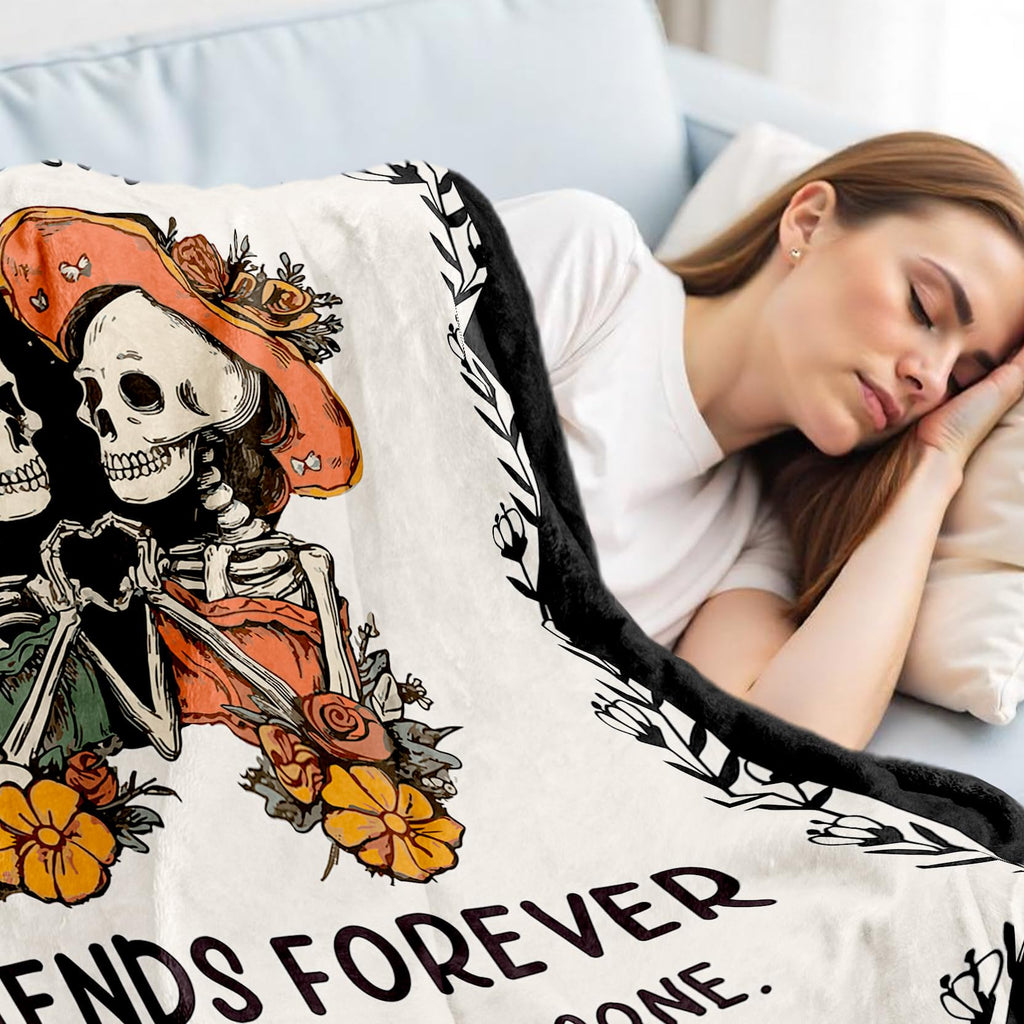 Buioata Friend Gifts for Women Best Friend Blanket Best Friend Birthday Gifts for Women Bestie BFF Soul Sister Graduation Present for Woman Helloween- to My Friends Skull Blanket 60"x50"