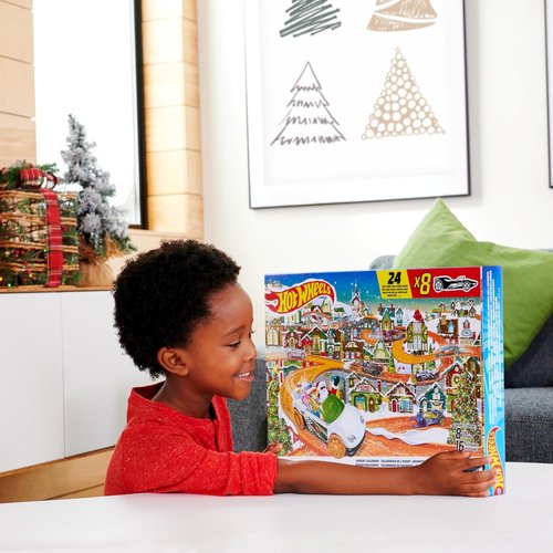 Hot Wheels | 2023 Advent Calendar Toy Car Set - 8 1:64 Scale Vehicles, 16 Accessories & Playmat