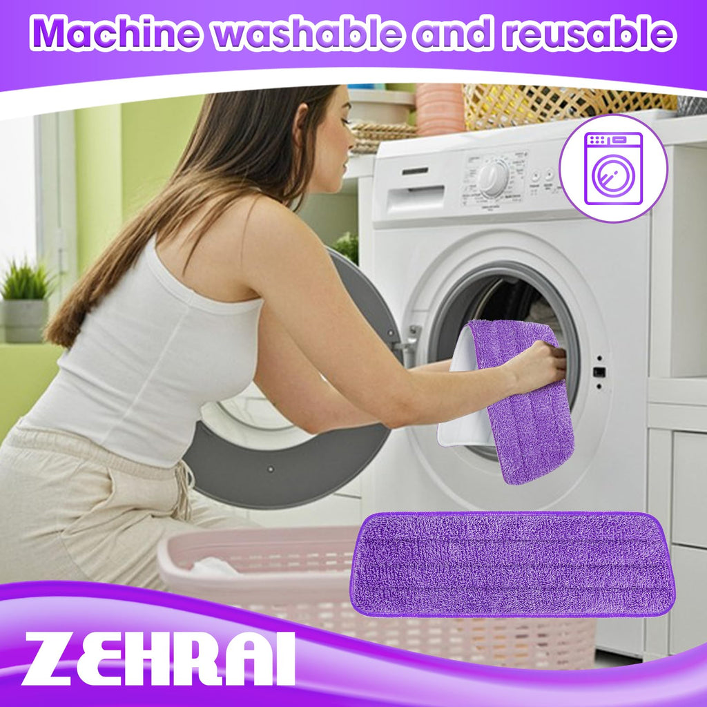 6 Pack Reusable Microfiber Mop Pads for Swiffer PowerMop, 13-16 Inch Spray Mop Replacement Refills, Machine Washable Wet Dry Pads for Hardwood Tile Multi-Surface Cleaning