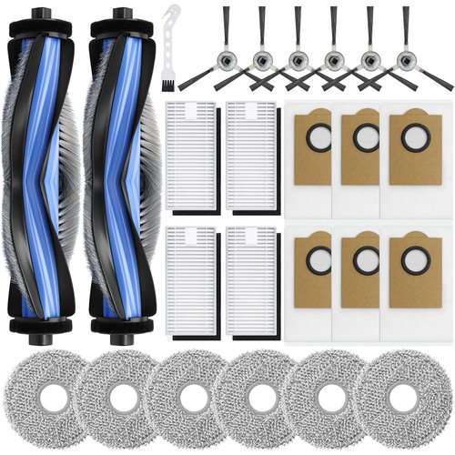Bluevisk M3 Replacement Parts for Lefant M3 Accessories Robotic Vacuum Cleaner Parts 2 Roller Brush,4 HEAP, 6 Mops, 6 Dust Bags, 6 Side Brushes, 1 Clean Brush
