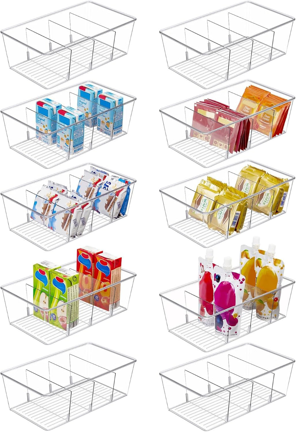 Vtopmart Food Storage Organizer Bins - 10 Pack Clear Plastic Bins for Pantry & Kitchen Organization