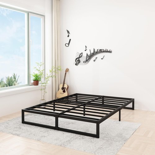 Lutown-Teen 12 Inch Full Size Bed Frame - Heavy Duty Metal Platform with Sturdy Slats | Easy Assembly, Noise-Free, Black