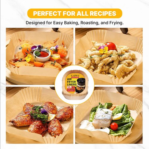 Air Fryer Liners Disposable 7.9 Inch - 135PCS, Unbleached Parchment Paper Liners for 5-8 QT Air Fryer, Non-Stick Oil-Proof Baking Paper for Oven, Microwave, Easy Cleanup, Square