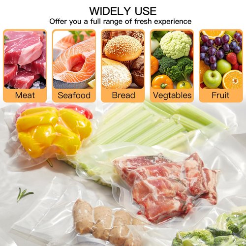 MegaWise 5 Rolls of Vacuum Sealer Machine Bags, 8 inch wide and 21.6 Feet Long for Megawise & other brand vacuum Perfect for Meal Prep and Sous Vide Cooking