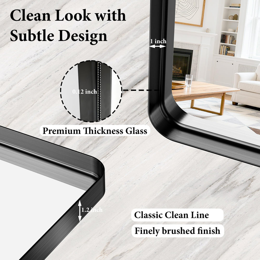 30x36 Inch Black Metal Framed Bathroom Mirror for Wall, HD Tempered Glass, Vanity Mirror for Over Sink, Anti-Rust Aluminum Alloy Mirror, Farmhouse, Horizontally or Vertically Hanging