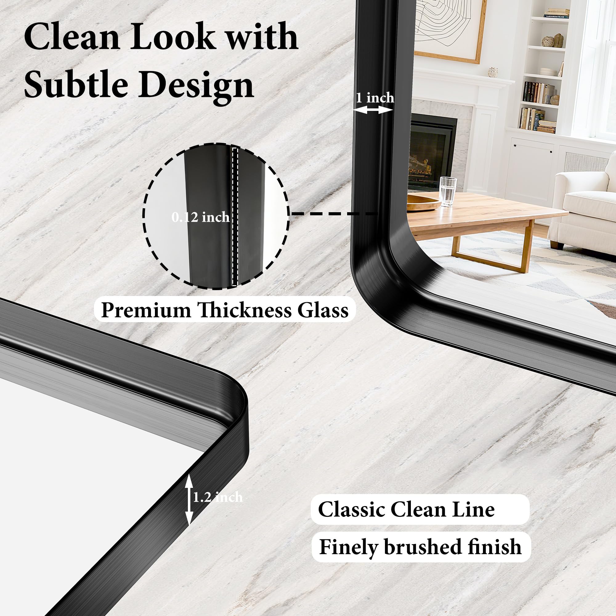 30x36 Inch Black Metal Framed Bathroom Mirror for Wall, HD Tempered Glass, Vanity Mirror for Over Sink, Anti-Rust Aluminum Alloy Mirror, Farmhouse, Horizontally or Vertically Hanging