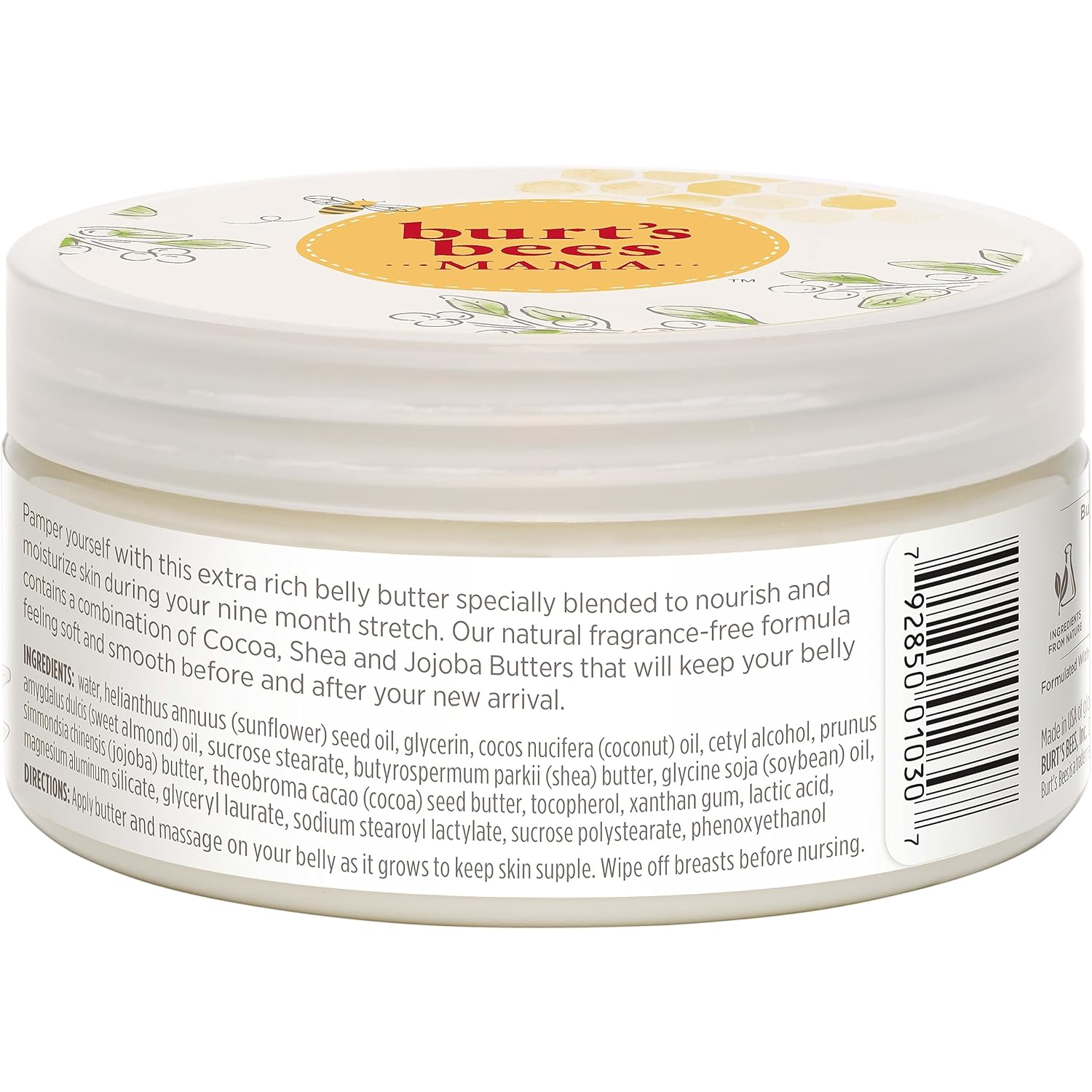 Burt's Bees Mama Belly Butter - Stretch Mark Cream for Pregnancy & Postnatal Care | 6.5 Oz Tub