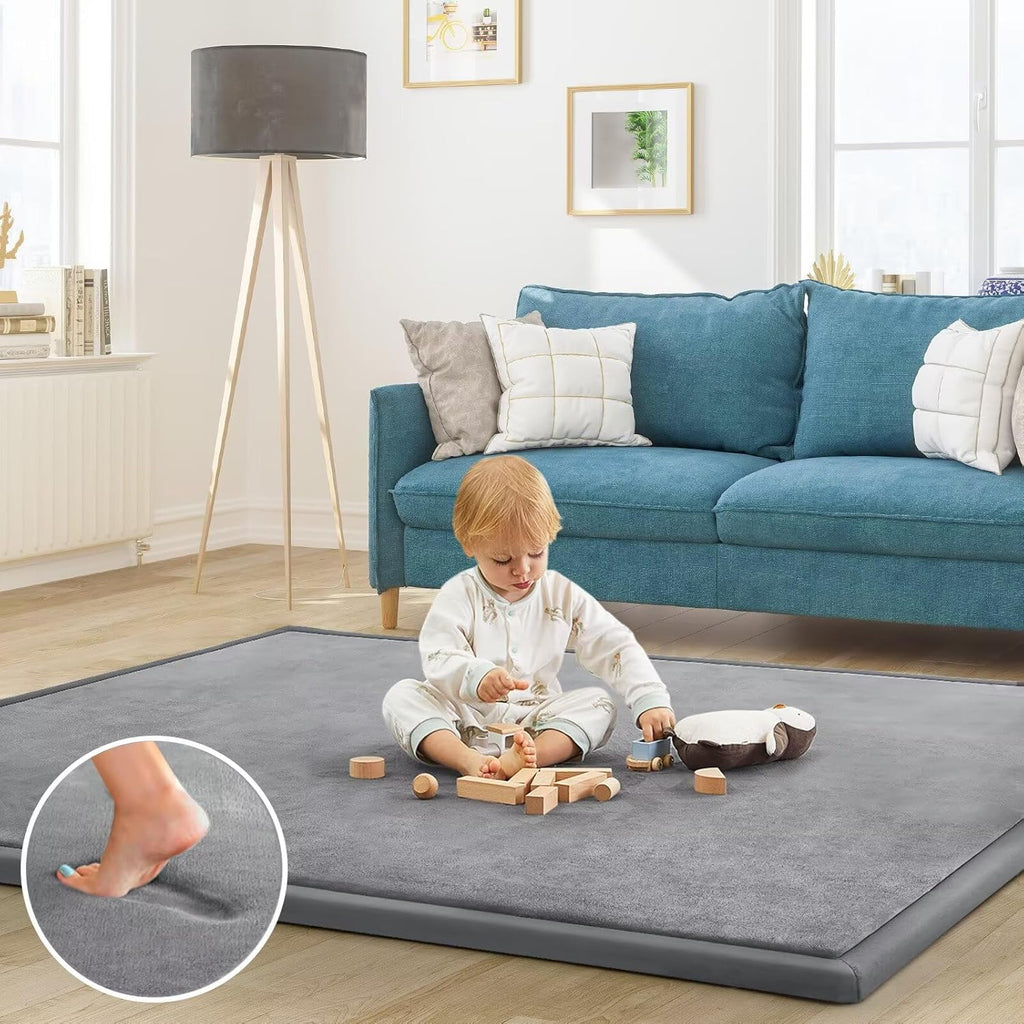 Skiennix Baby Play Mat - Soft Memory Foam Crawling Rug for Infants & Toddlers - 50"x50" - Grey