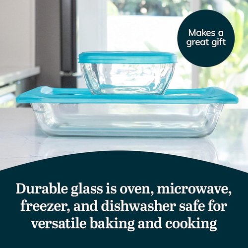 Libbey Baker’s Premium 4-Piece Glass Baking Dish Set - Multipurpose Casserole Dishes with Lids | Ideal for Potlucks & Leftovers