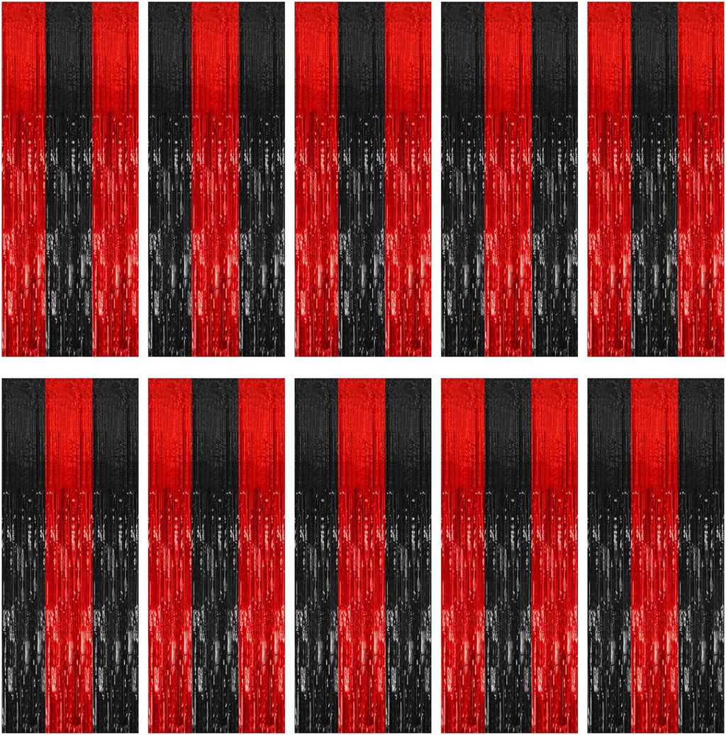 Skiennix Party Backdrop Streamers - 10 Pack Metallic Tinsel Curtains for Birthday & Holiday Decor