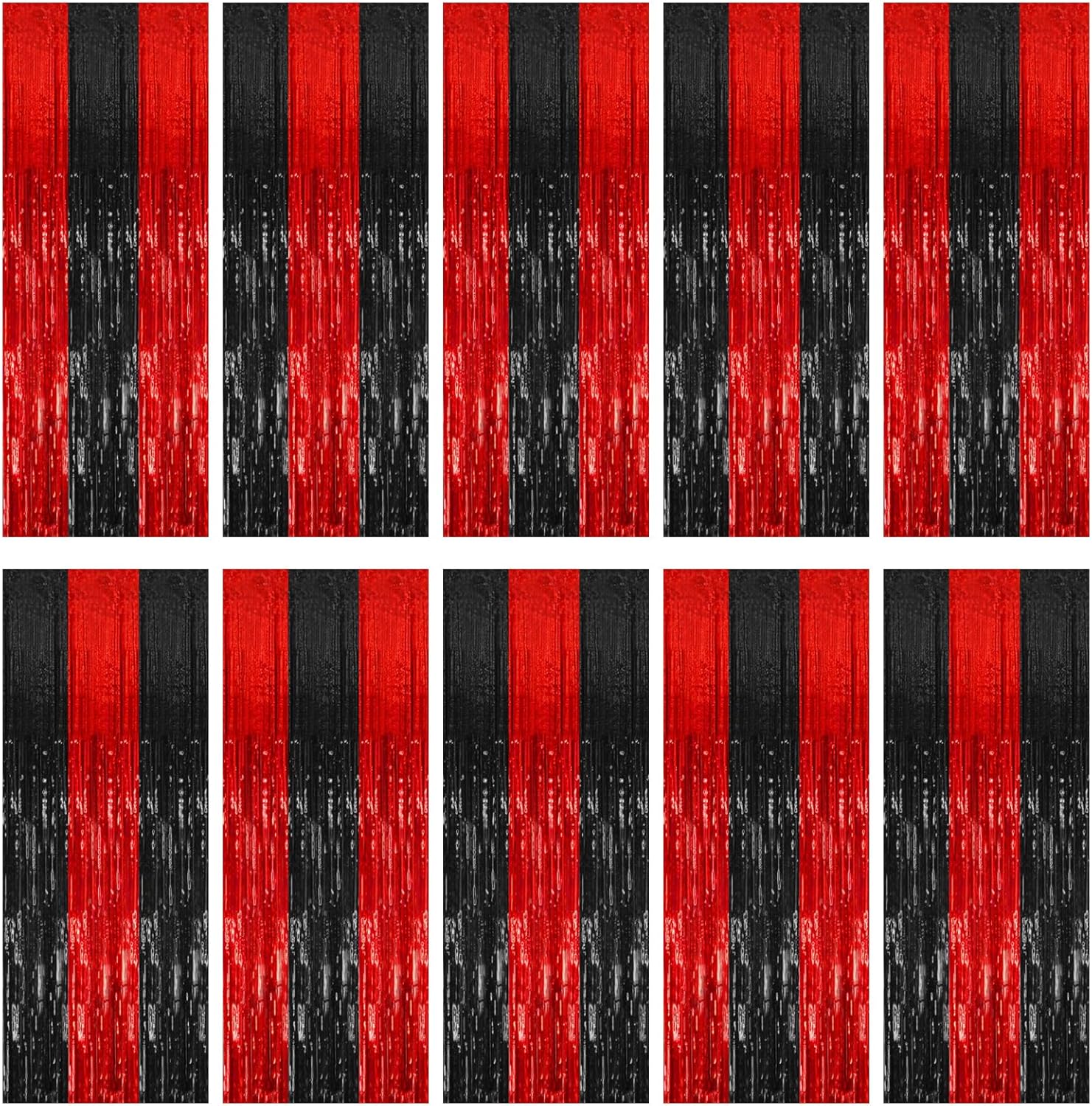 Skiennix Party Backdrop Streamers - 10 Pack Metallic Tinsel Curtains for Birthday & Holiday Decor