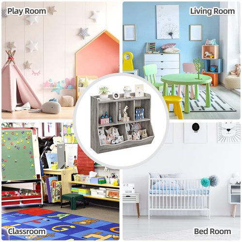 IDEALHOUSE Toy Bookshelf and Bookcase, Multi Shelf with Cubby Organizer Cabinet for Storage Books and Toys, for Bedroom, Playroom, Hallway