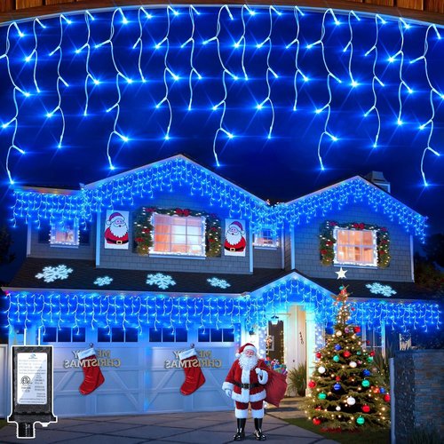 1620 LED Christmas Lights - 164ft Blue Outdoor String Lights with 12 Modes & Timer | Waterproof Twinkle Lights for Holiday Decor