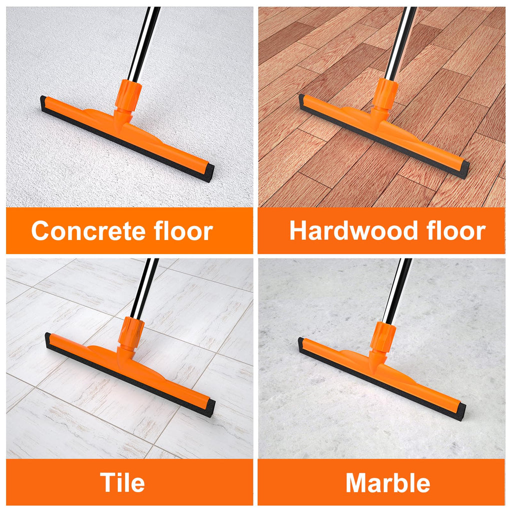 ITTAR Heavy-Duty Floor Squeegee, 62" Adjustable Handle, EVA Foam Blade, Ideal for Concrete, Garage, Patio & More