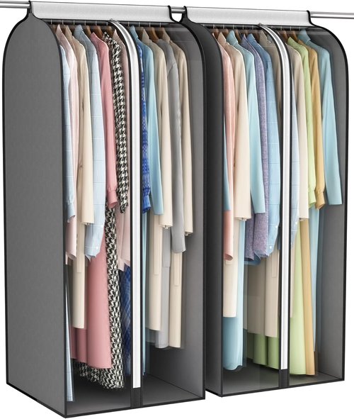 Liuoud 22” Gusseted Garment Bags - Large Clear Window Clothes Cover for Closet Storage | 2 Pack, 50” Long