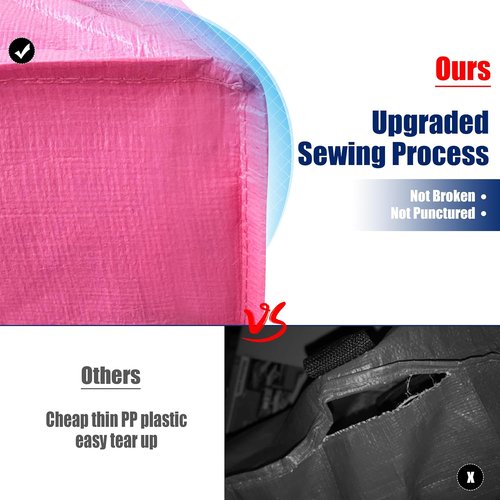 Cosy Family Extra Large Moving Bags - 8 Pack with Backpack Straps, Strong Handles & Zippers, 40 Gal, Pink