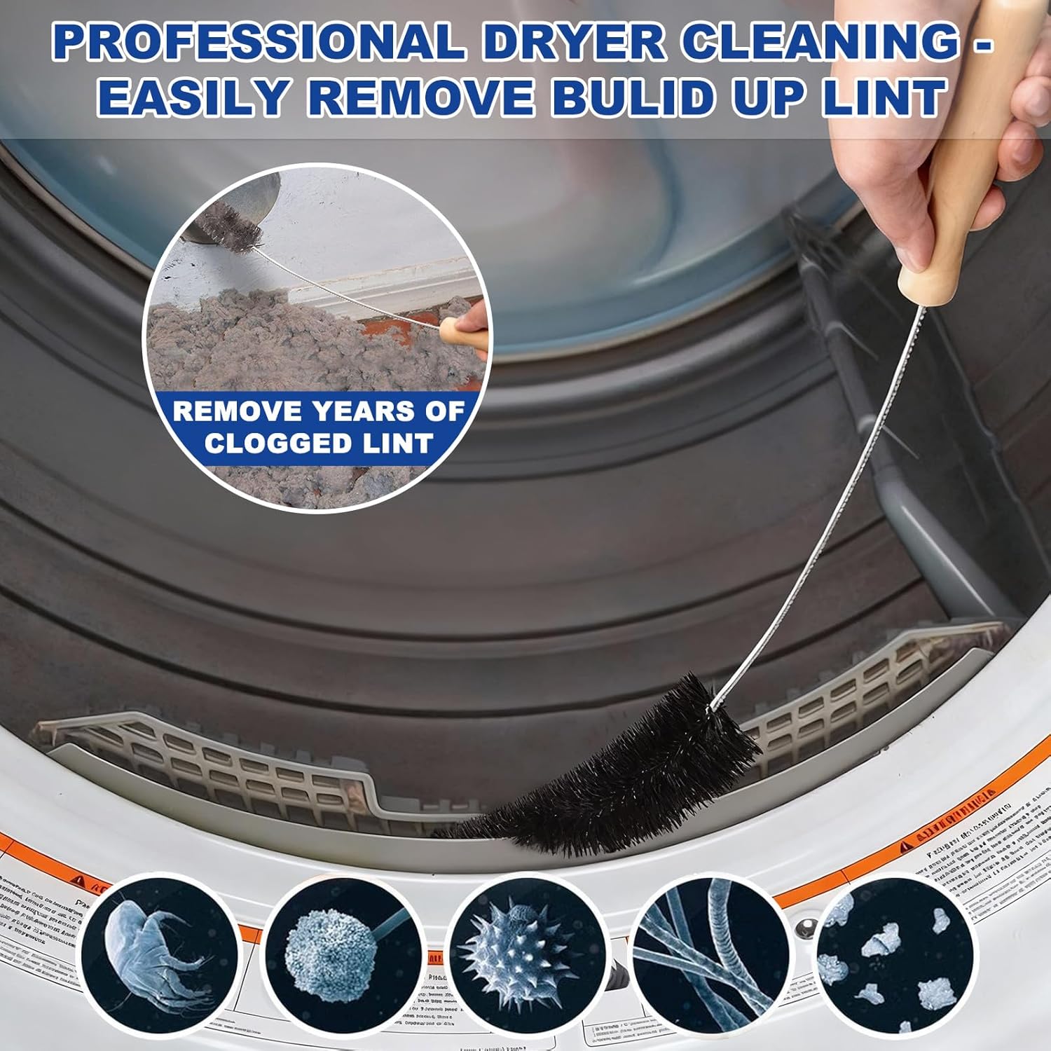 Sealegend Dryer Vent Cleaner Kit - 2 Flexible Lint Brushes & Vacuum Hose Attachments | Black