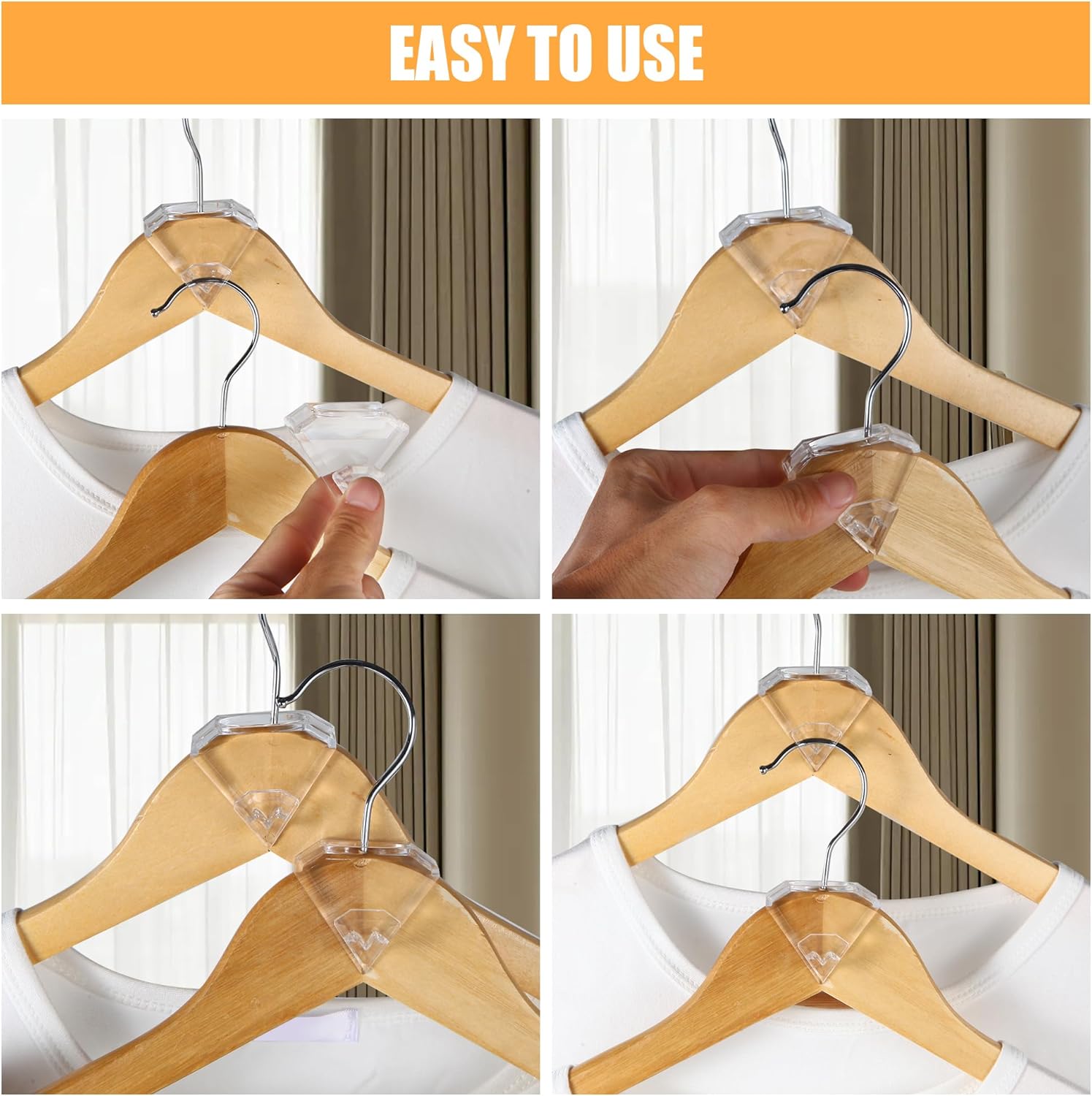 SLMT Space Saving Hanger Hooks - 30 Pack Clear Clothes Connector for Closet Organization