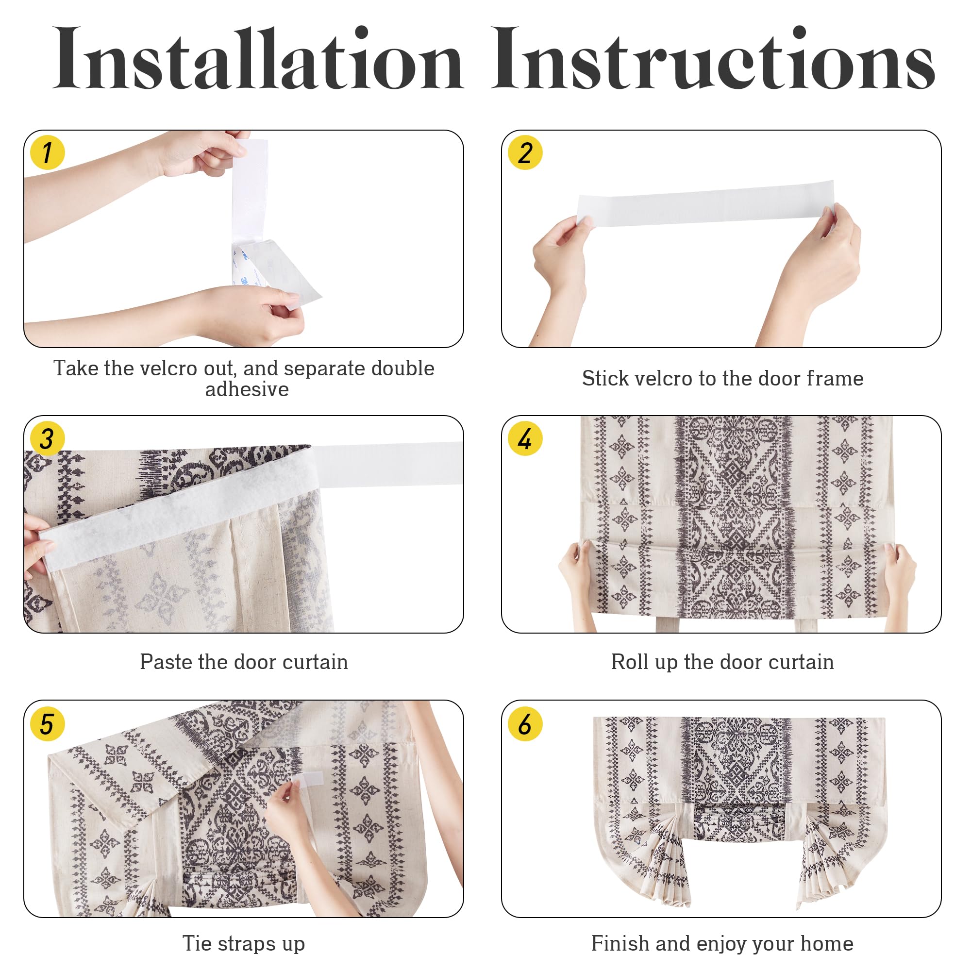 NICETOWN Linen Door Curtain - Privacy Light Filtering Tricia Boho Window Curtains for Patio French Front Door Sidelight Curtain Tie up Shade, W26 x L72 inch, 1 Panel, Natural
