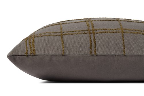 Loloi Jean Stoffer x Edward Collection PJS0010 Charcoal/Olive 18'' x 18'' Cover Only Pillow