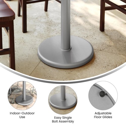 Flash Furniture Beverly 18" Round Restaurant Table Base with 3" Diameter Table Height Column, Commercial Cast Iron Restaurant Round Table Base, Silver
